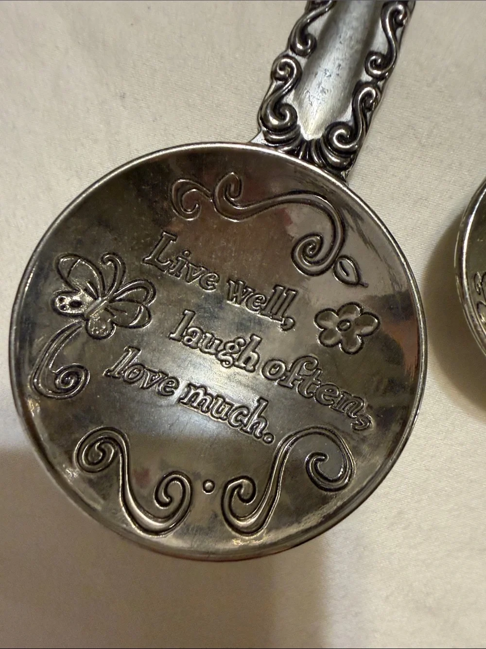 Decorative Silver Tone Cross Measuring Spoon Set - Elegant Home Dining Accent